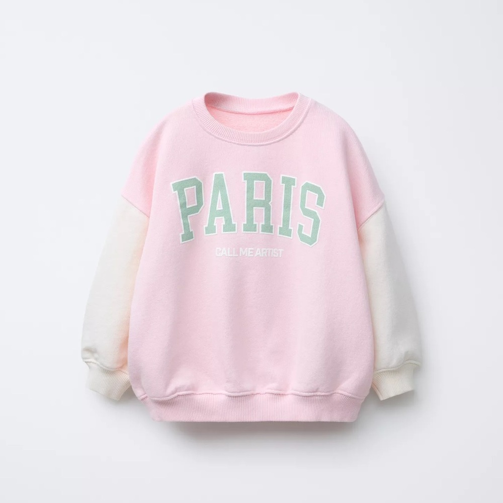 ZARA KIDS SWEATSHIRT WITH RAISED
TEXT PRINT (PARIS)